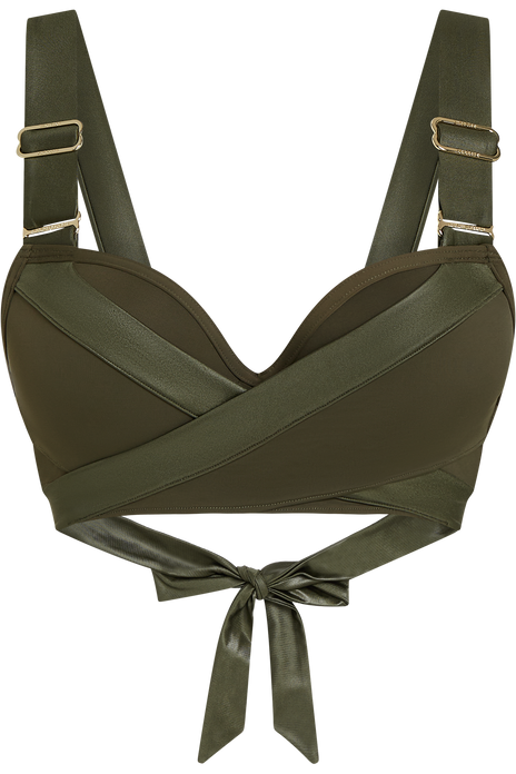 Cache coeur push up bikini top seaweed green