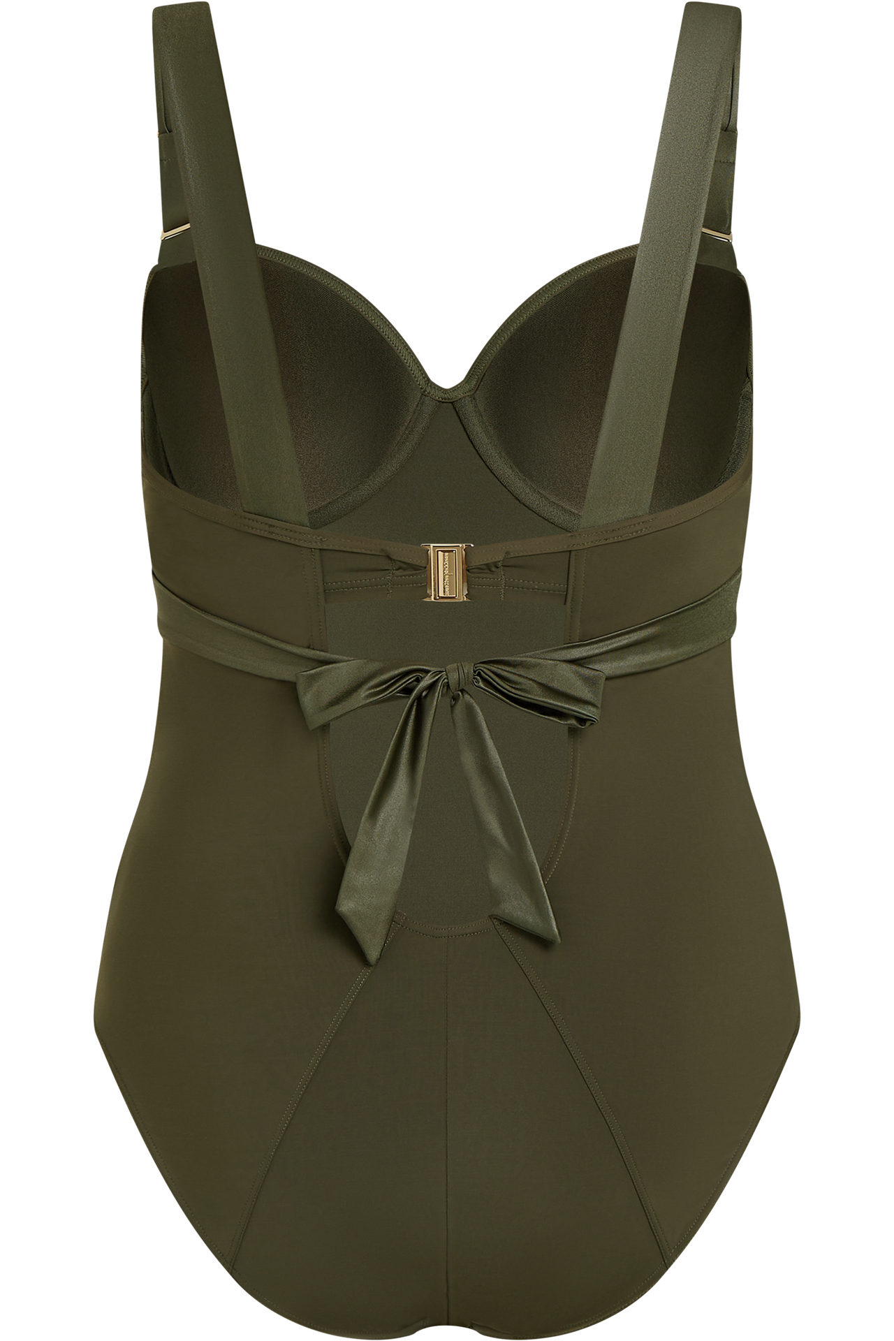 Cache coeur plunge balcony bathing suit seaweed green