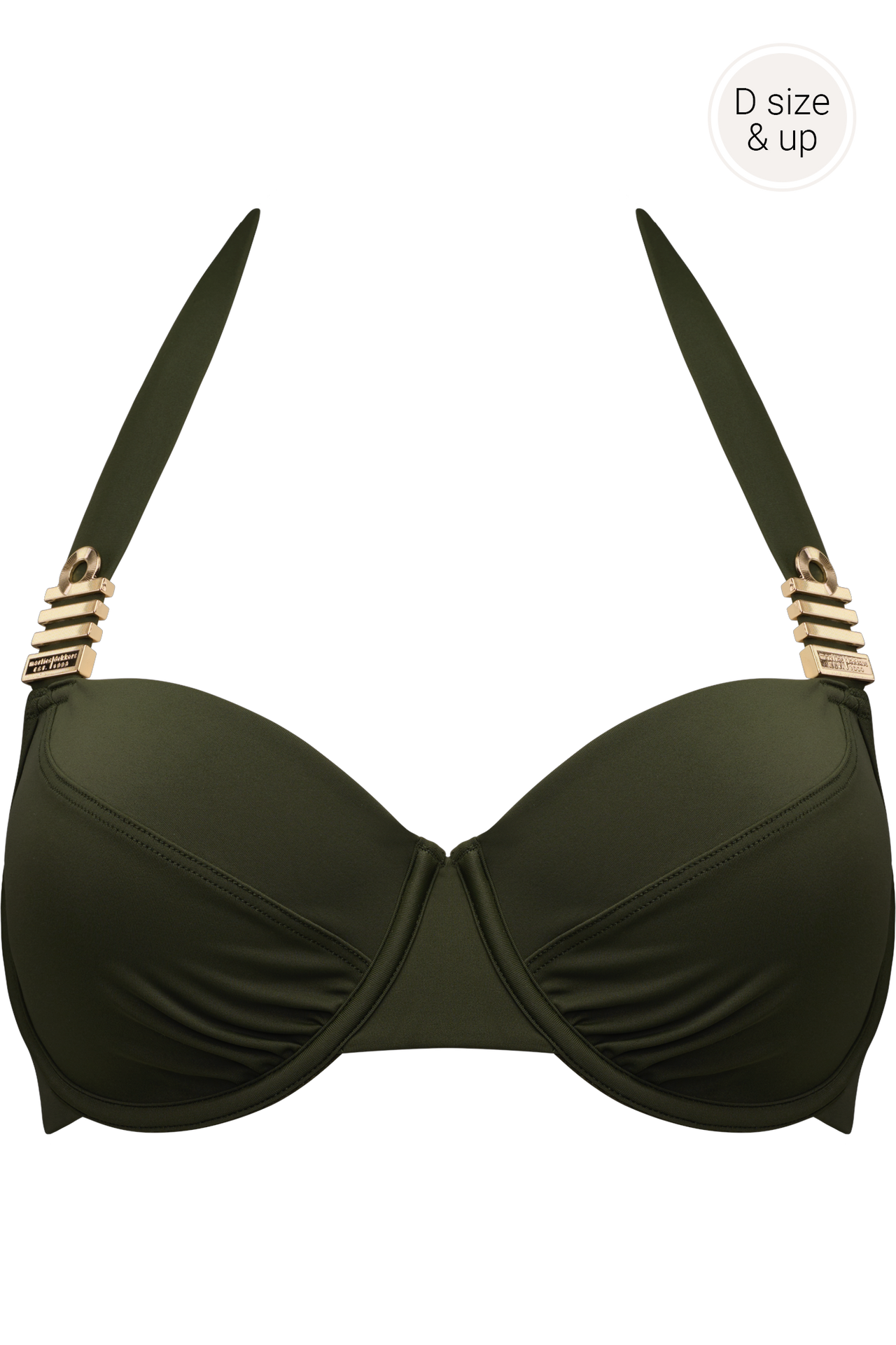 Royal navy plunge balcony bikini top seaweed green