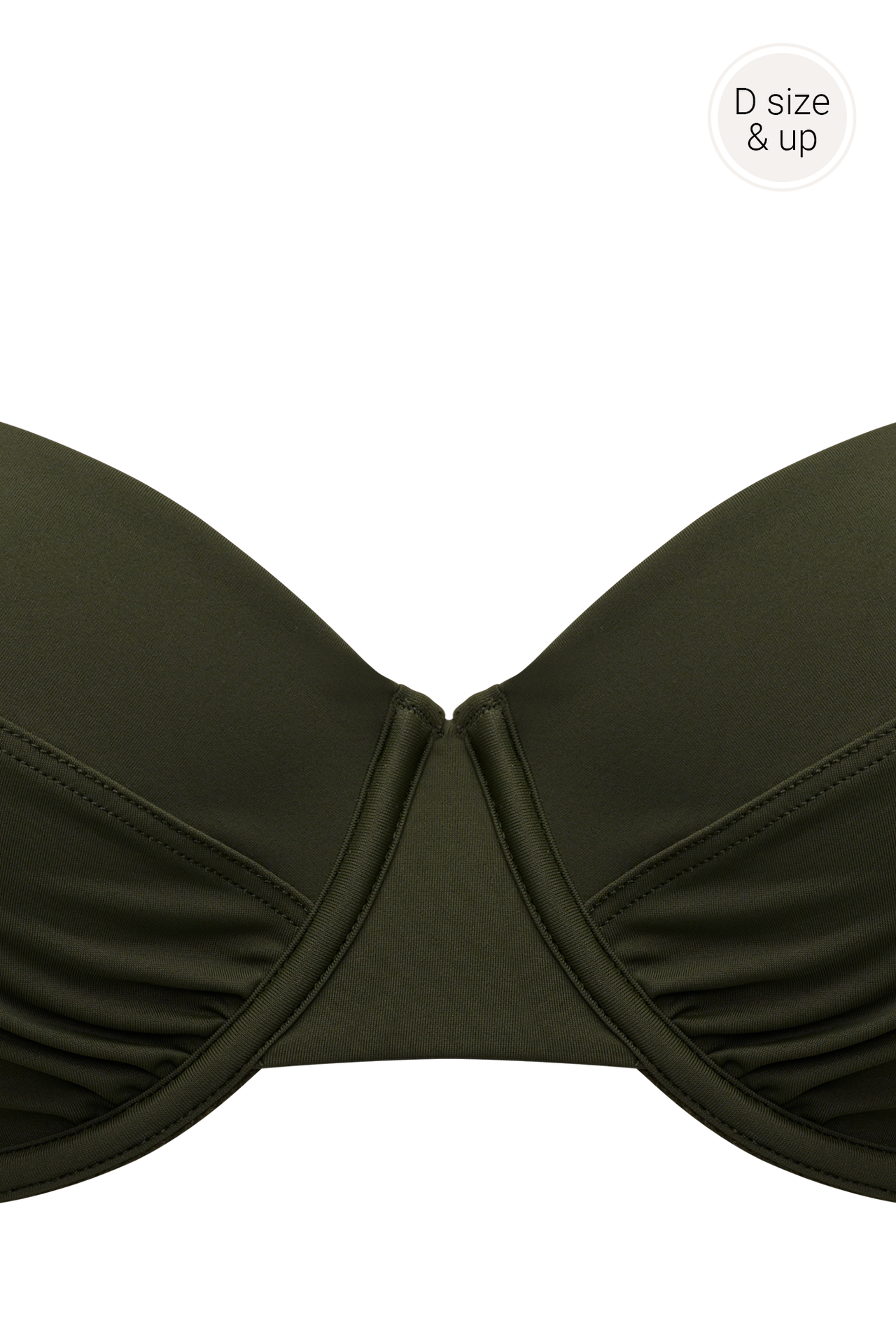 Royal navy plunge balcony bikini top seaweed green