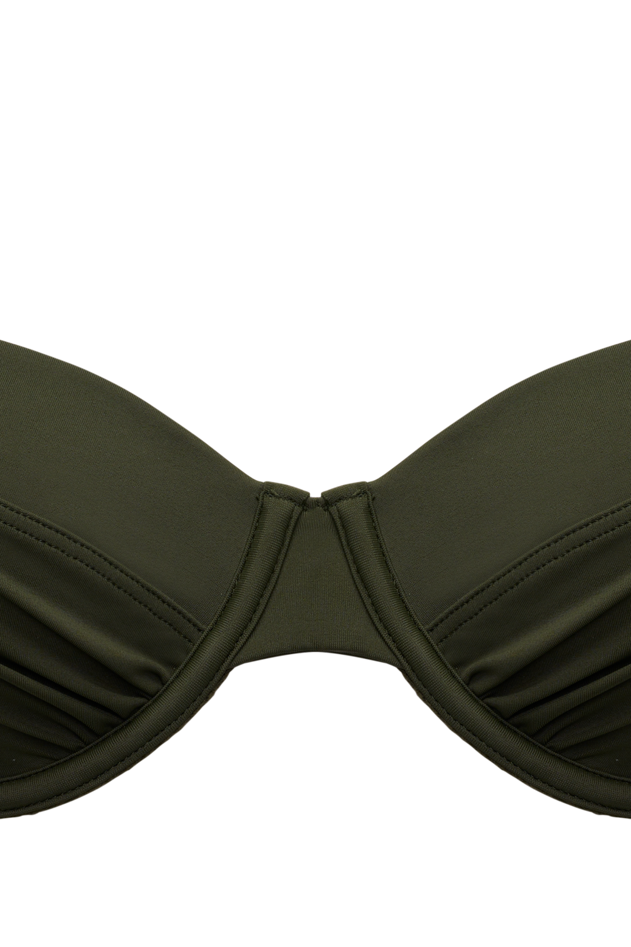 Royal navy plunge balcony bikini top seaweed green