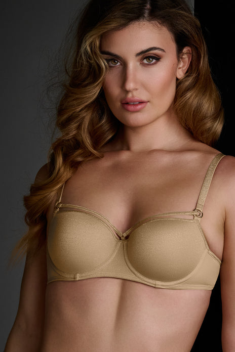 Space odyssey balcony bra sand and golden lurex
