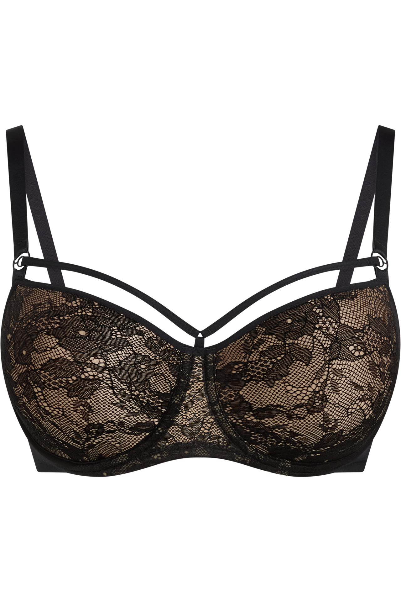Space odyssey balcony bra black lace and sand