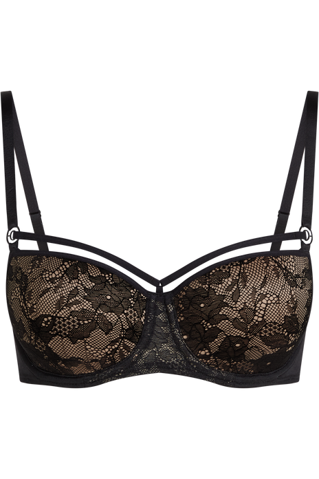 Space odyssey balcony bra black lace and sand
