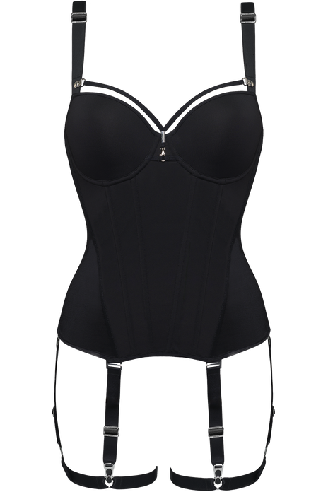 Spymistress plunge balcony corset black