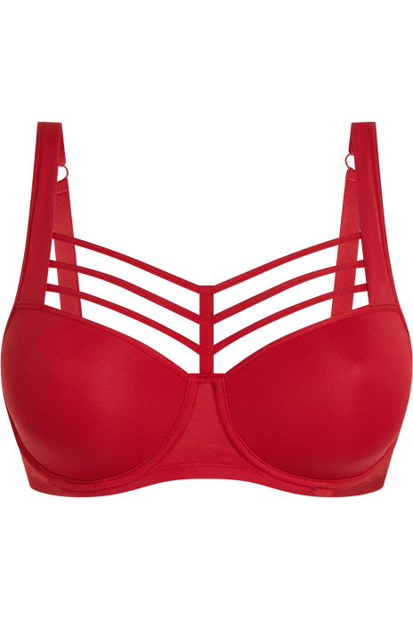 Leading strings plunge balcony bra red