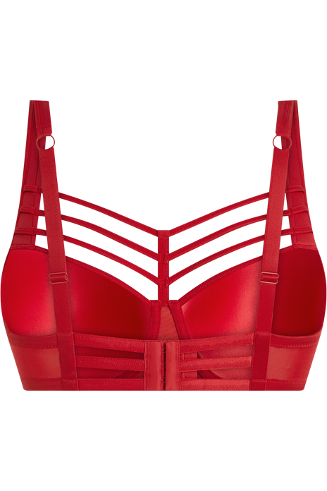 Leading strings plunge balcony bra red