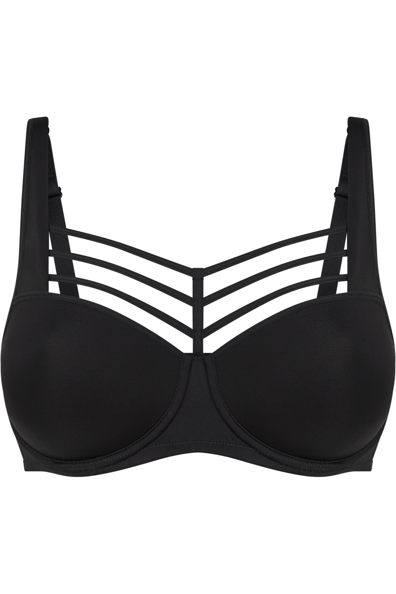 Leading strings plunge balcony bra black