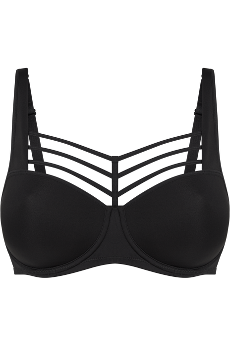 Leading strings plunge balcony bra black