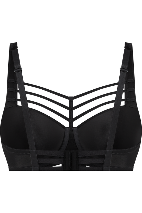 Leading strings plunge balcony bra black