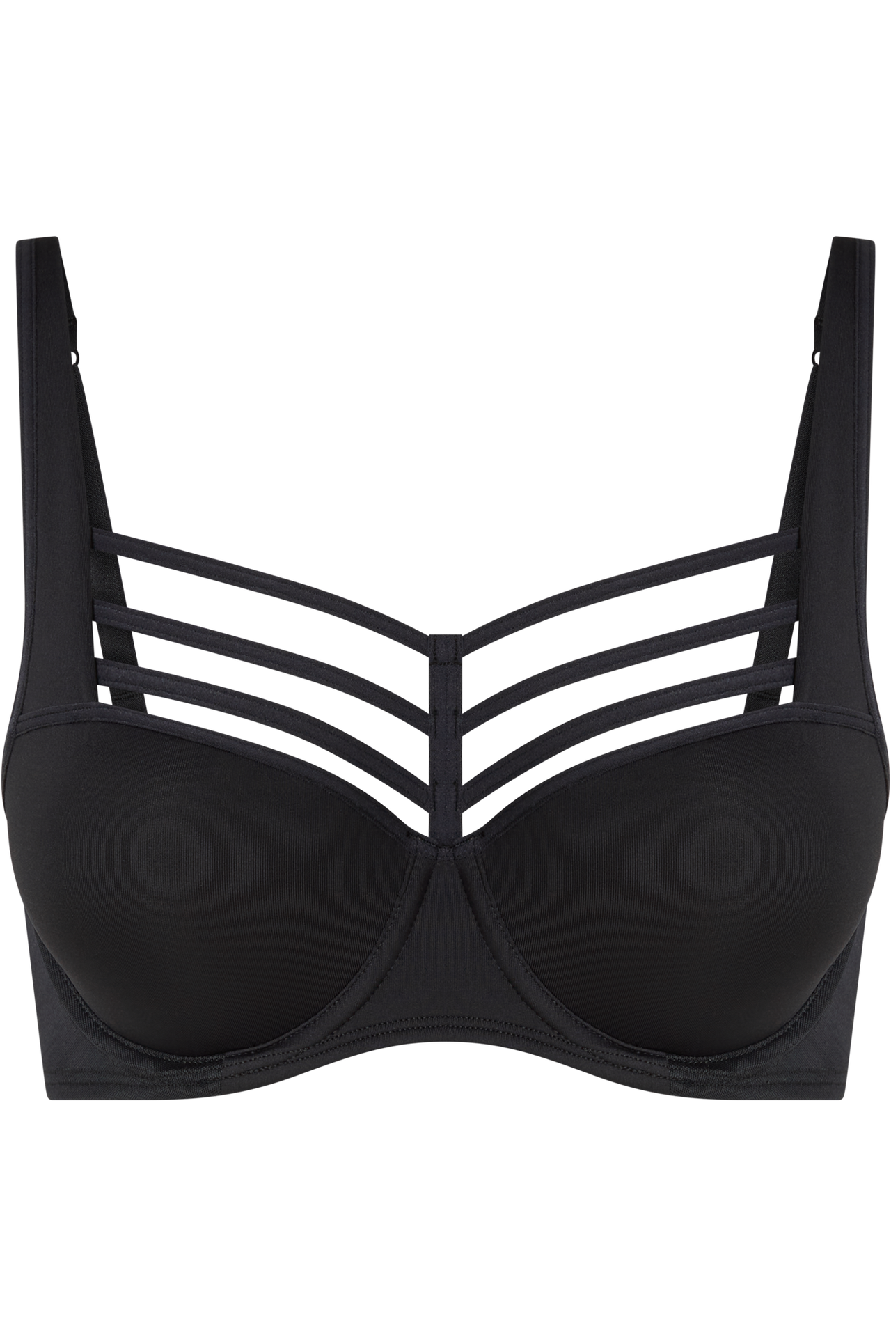 Leading strings plunge balcony bra black
