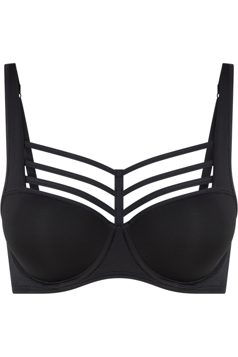 Leading strings plunge balcony bra black