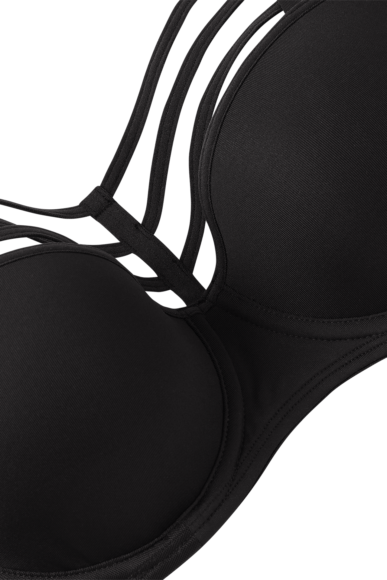 Leading strings plunge balcony bra black