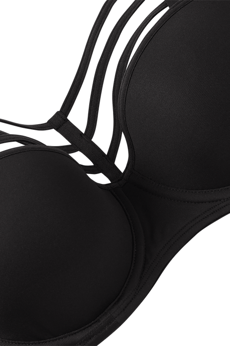 Leading strings plunge balcony bra black