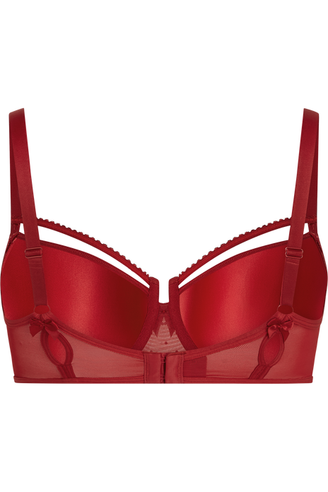 Peekaboo plunge balcony bra red secret