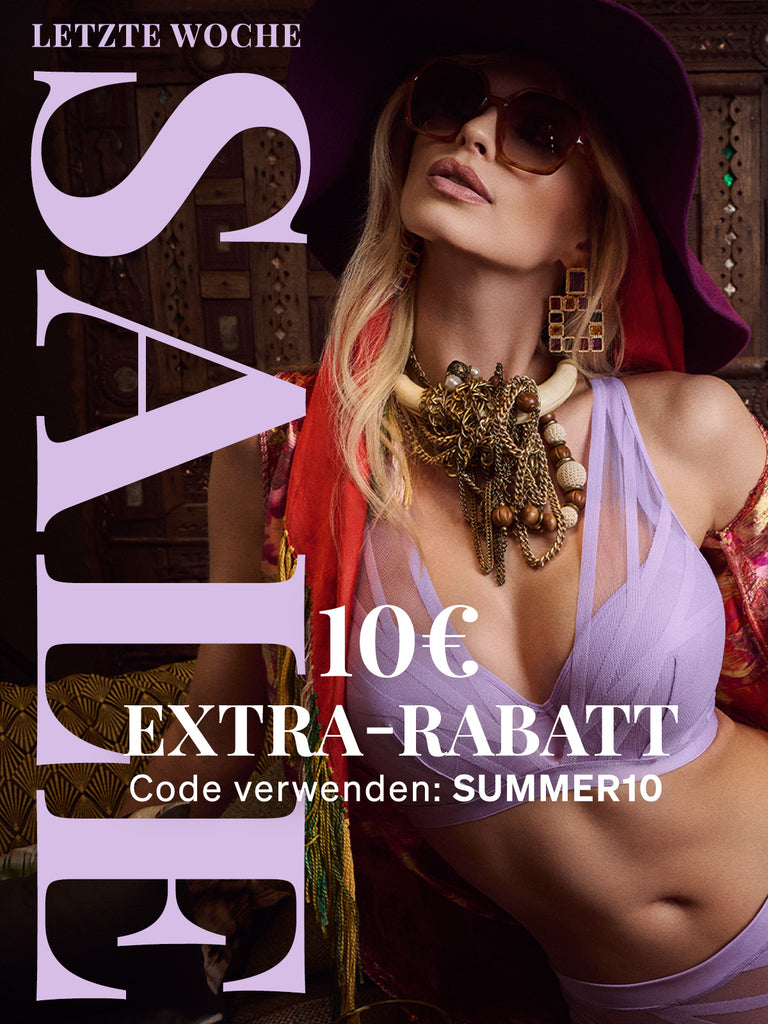 Final week of sale banner with model wearing the Illusionist lilac lush lingerie set