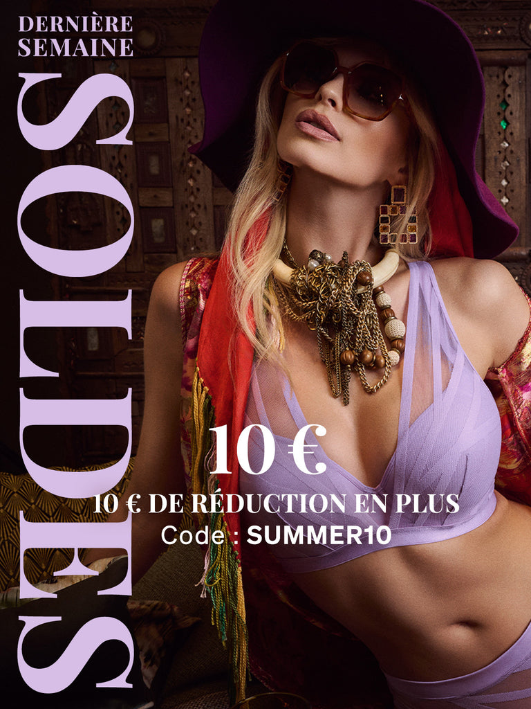 Final week of sale banner with model wearing the Illusionist lilac lush lingerie set