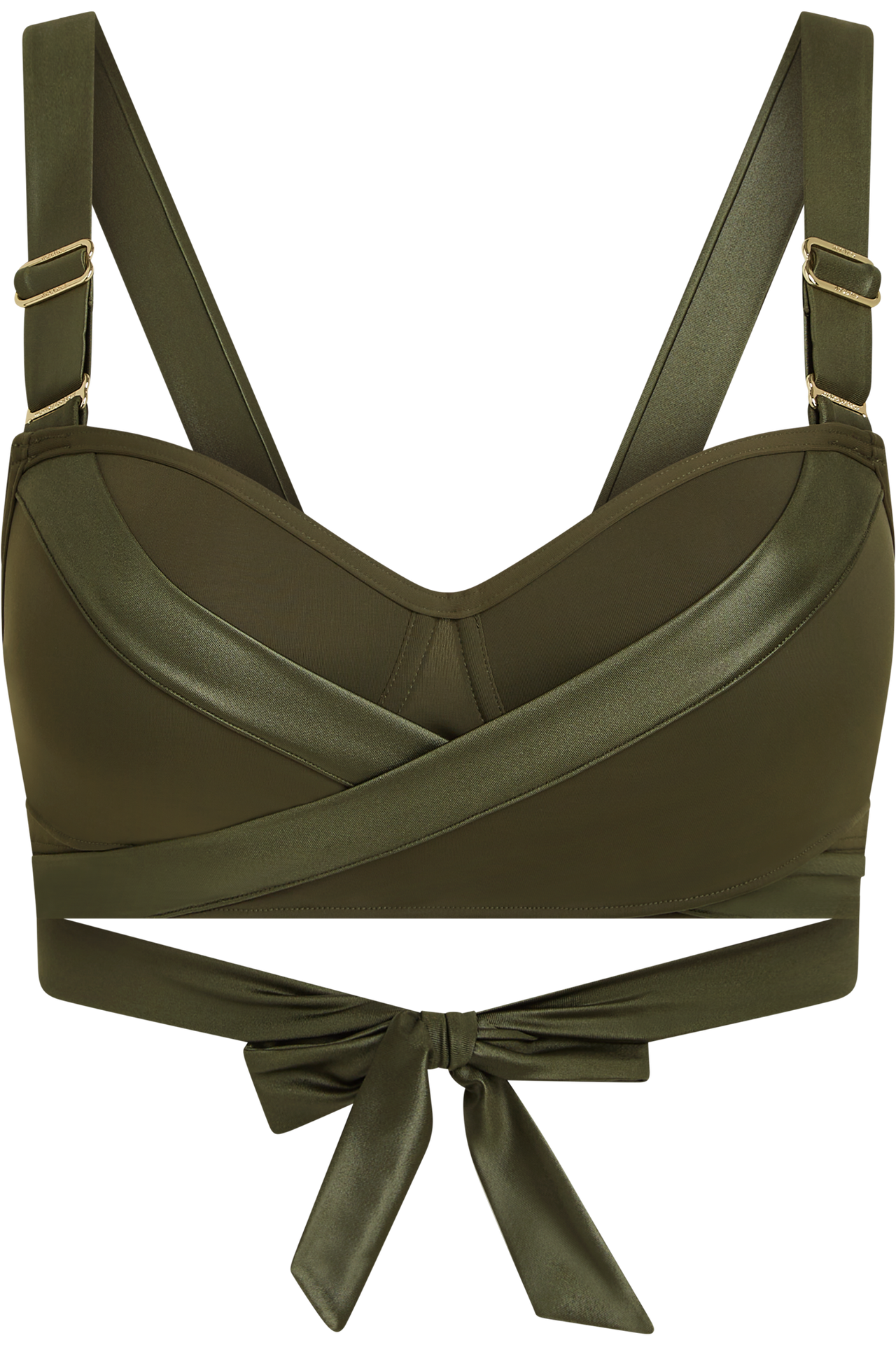 Cache coeur plunge balcony bikini top seaweed green