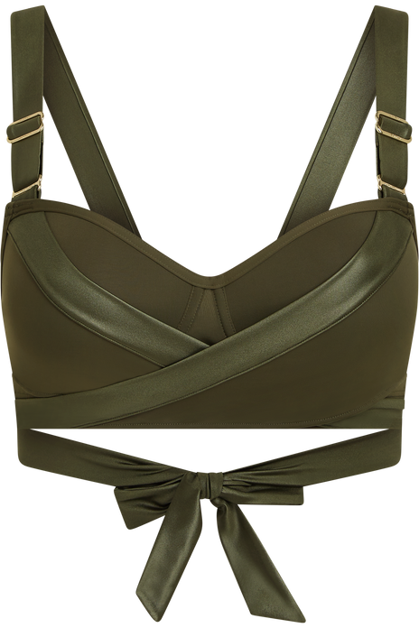 Cache coeur plunge balcony bikini top seaweed green