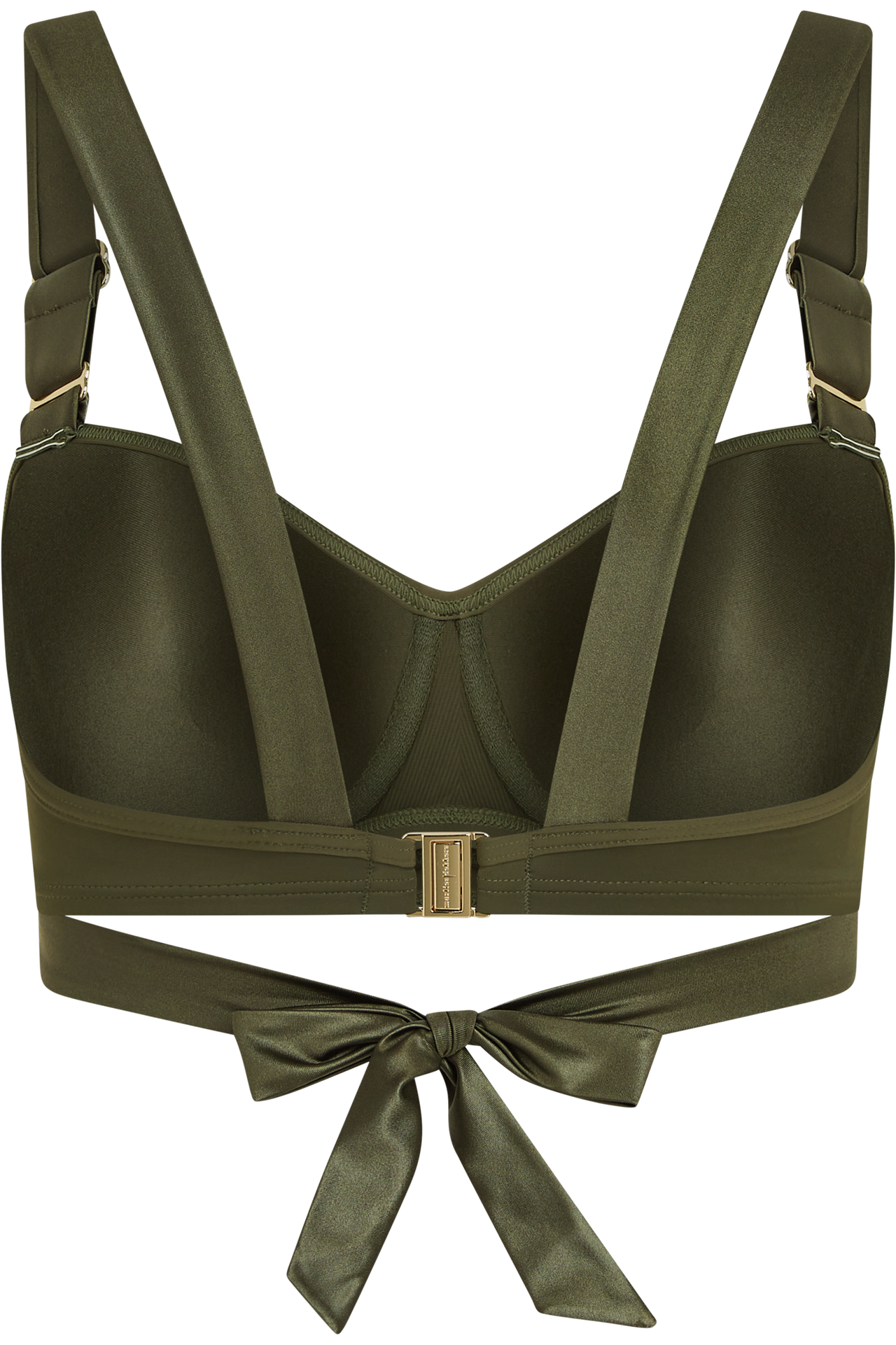 Cache coeur plunge balcony bikini top seaweed green
