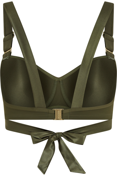 Cache coeur plunge balcony bikini top seaweed green