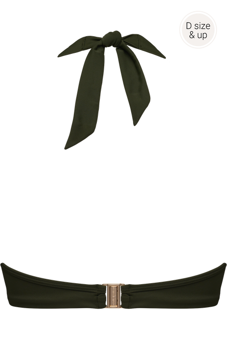 Royal navy plunge balcony bikini top seaweed green