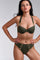 Royal navy plunge balcony bikini top seaweed green