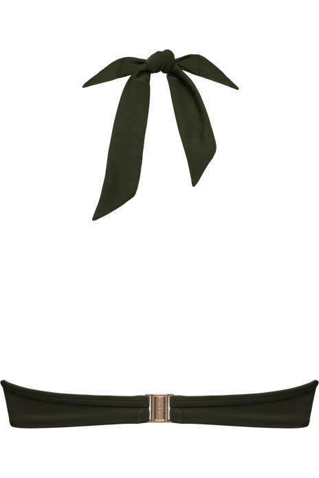 Royal navy plunge balcony bikini top seaweed green