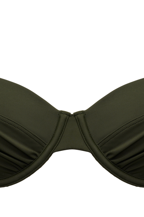Royal navy plunge balcony bikini top seaweed green