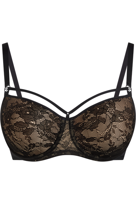 Space odyssey balcony bra black lace and sand
