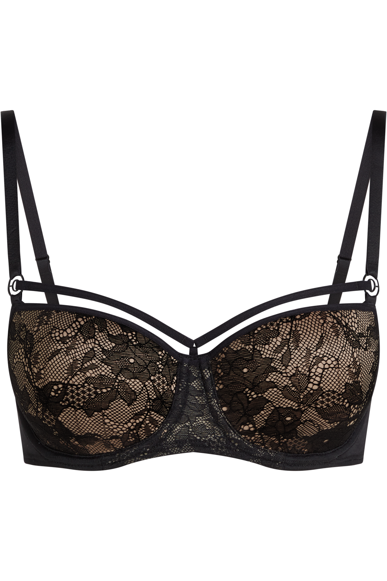 Space odyssey balcony bra black lace and sand