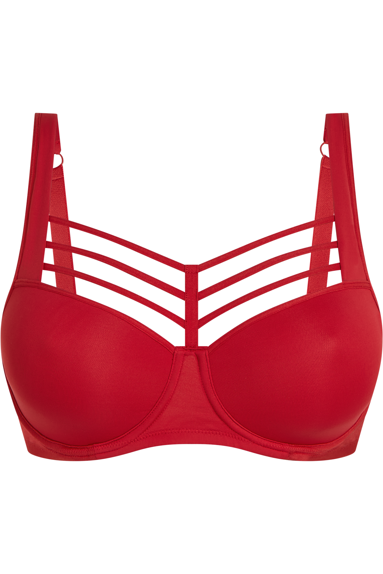 Leading strings plunge balcony bra red