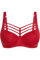 Leading strings plunge balcony bra red