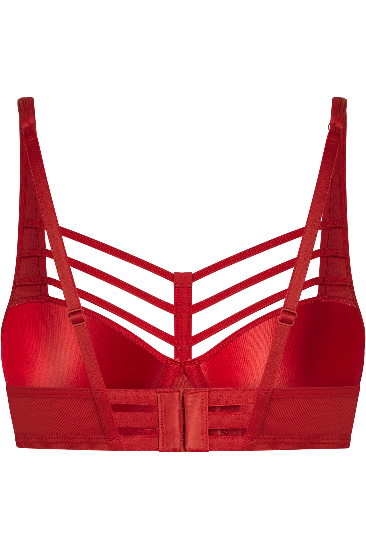 Leading strings plunge balcony bra red