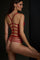 Leading strings plunge balcony corset red