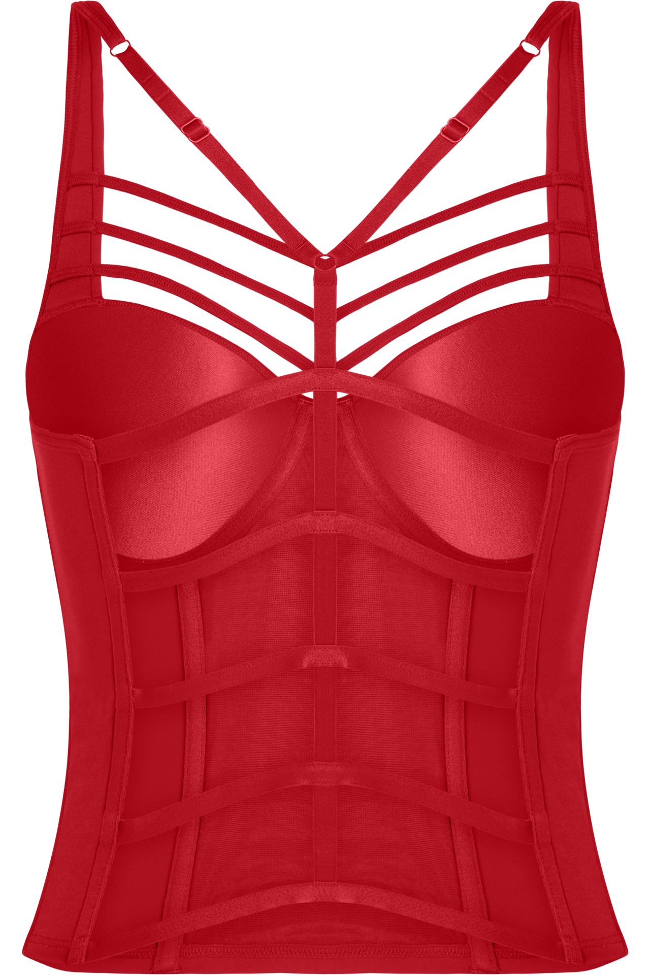 Leading strings plunge balcony corset red