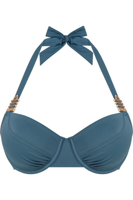 Royal navy plunge balcony bikini top air force blue