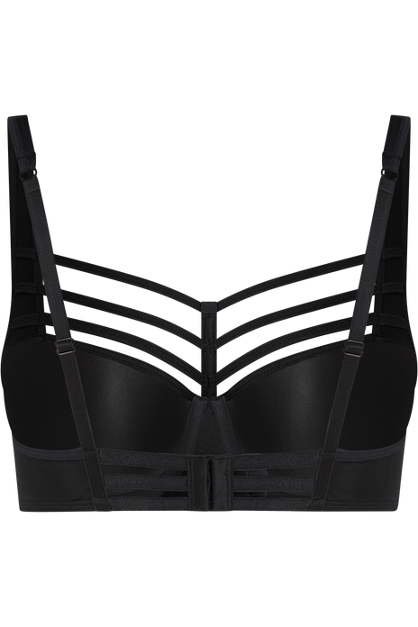 Leading strings plunge balcony bra black