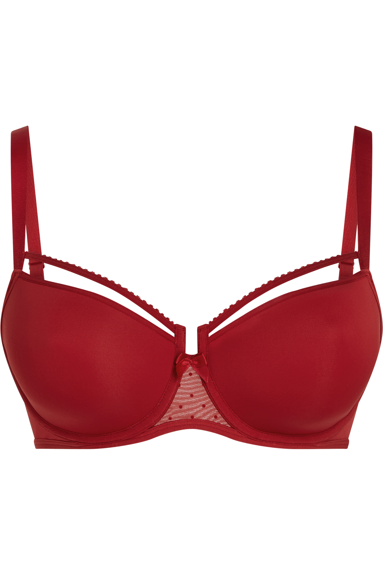 Peekaboo plunge balcony bra red secret