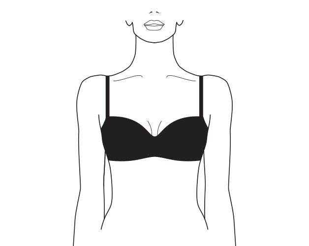 Padded plunge balcony bikini top shape illustration