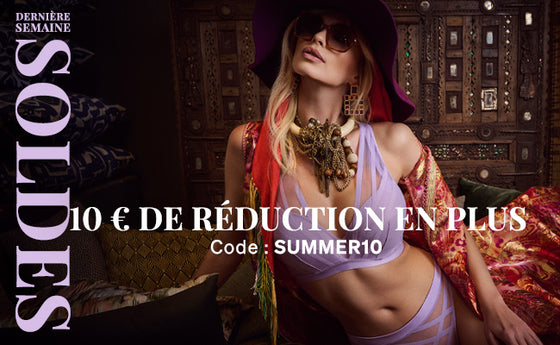 Final week of sale banner with model wearing the Illusionist lilac lush lingerie set 