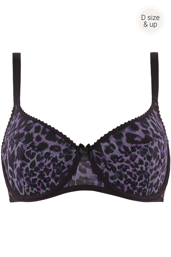 peekaboounpadded balcony bra | black purple leopard