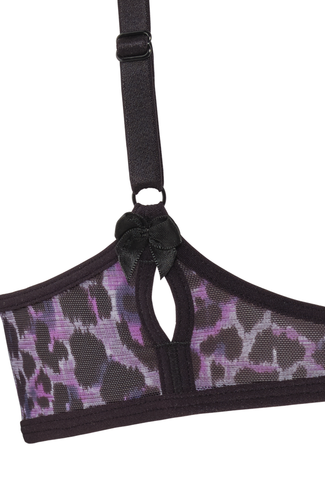 peekaboounpadded plunge balcony bra | black purple leopard