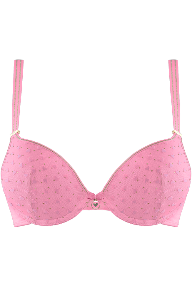 rebel heartpush up bra | pink and gold