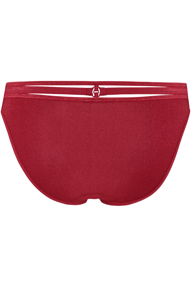 Time to get flirty with this sparkling red briefs. The cherry red fabric from these ivory briefs creates a comfortable, and airy feel. The sides measure 5 cm, covering the buttocks almost completely and partially covering the hip and groin area. The special sparkling fabric creates a delicious contrast between your skin and the beautiful red color. Shine and glisten with even the slightest movement in this sparkly metallic finish brief.