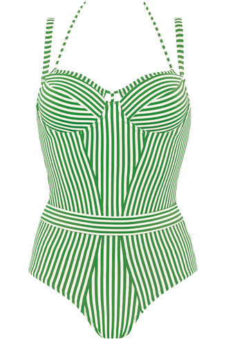 holi vintage balconnet plongeant maillot de bain | wired padded green-ivory - 85D