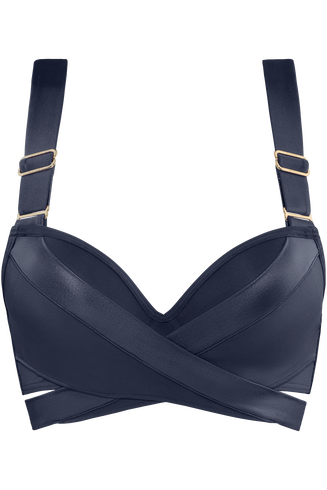 cache coeur push up bikini top | wired padded steel grey
