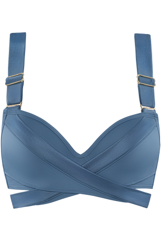 cache coeur push up bikini top | wired padded air force blue
