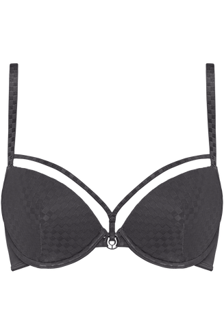 space odyssey soutien-gorge push up | wired padded checkered steel grey - 85D