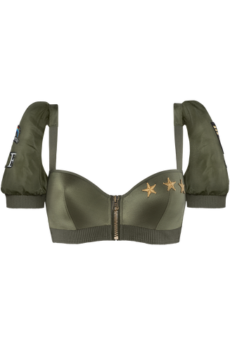 Aviator Plunge Balconette Bh | Wired Padded Military Green - 75c